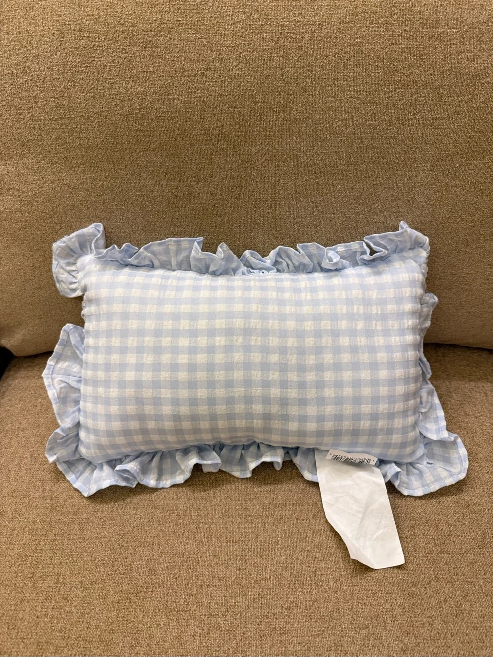 In a Good Place In My Book Gingham Blue & White Decorative Pillow Stylehouse NWT